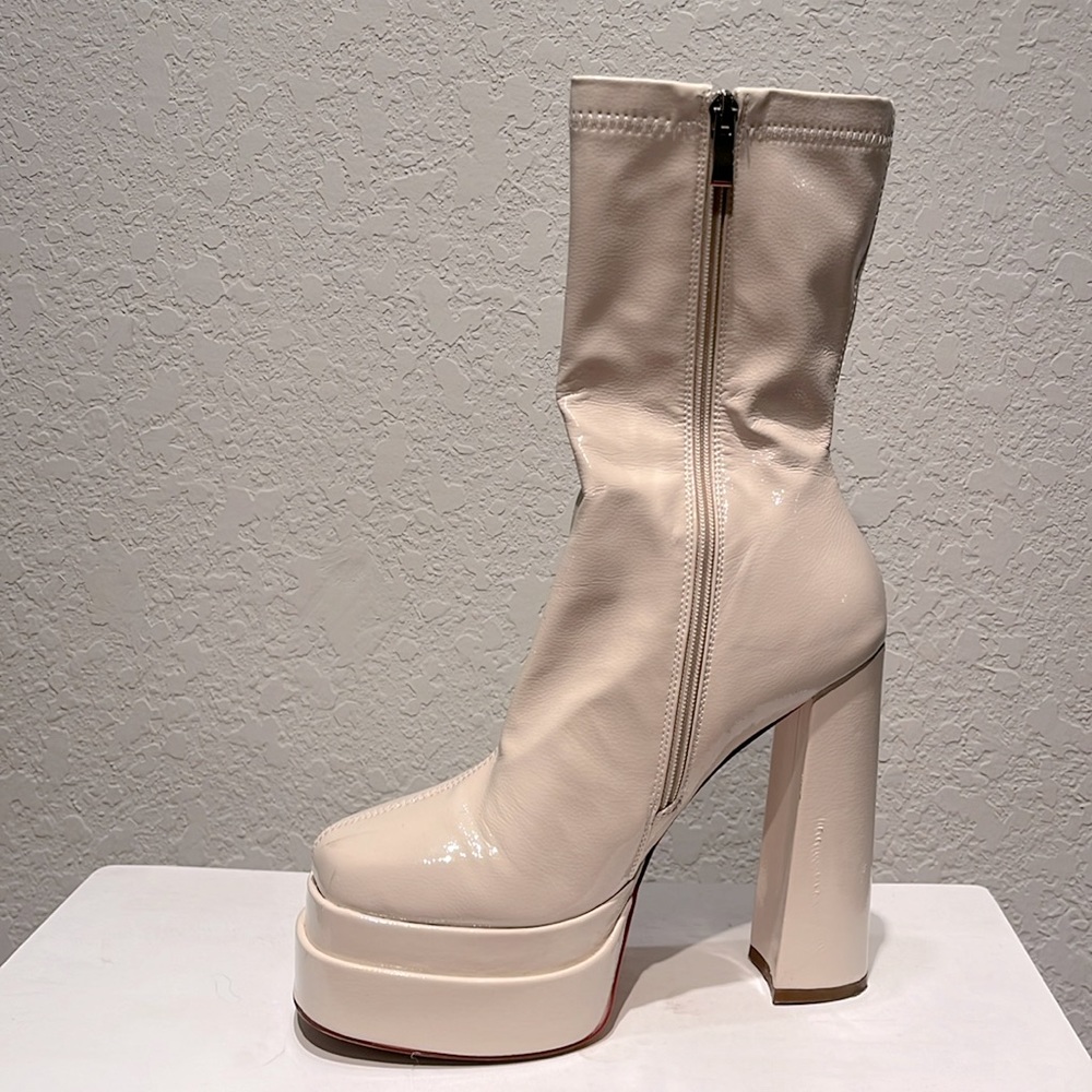 SIMMI‎ London Platform heels boots beige Martha Dolls Kill boots women’s 9 - Picture 4 of 8